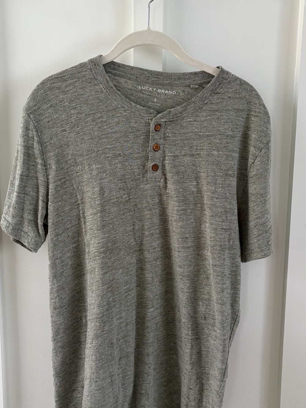 Lucky Brand Men’s Henley T-Shirt | Heather Green | Size Small | Casual Tee